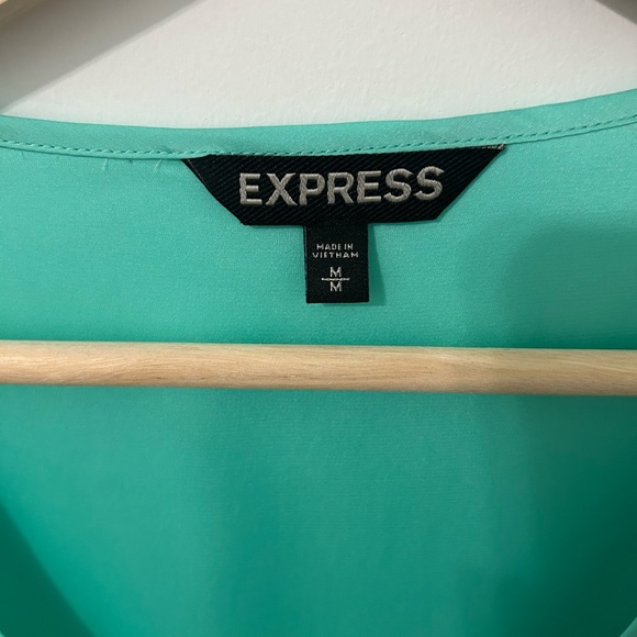 Express Teal V-Neck Blouse - Picture 3 of 8